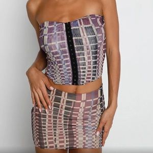 Tiger Mist Zahra mini skirt and corset set size small NWT